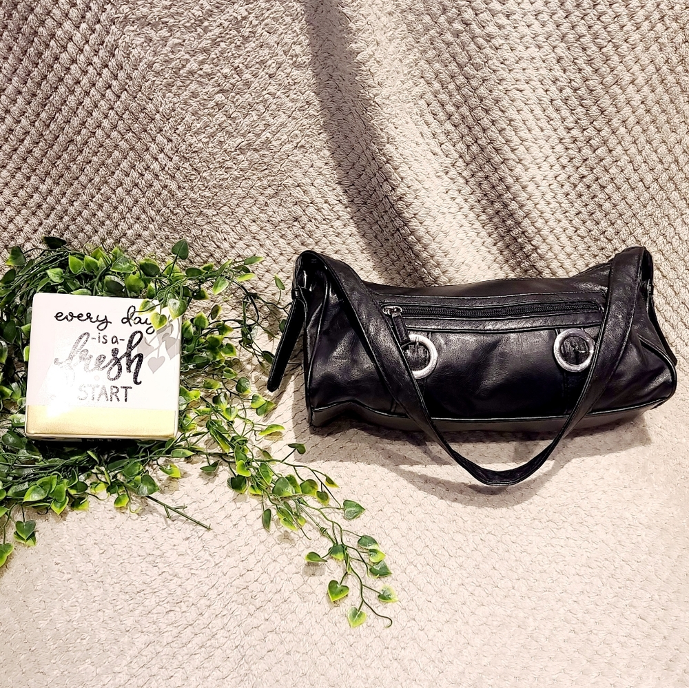 Double zipper black handbag 👜